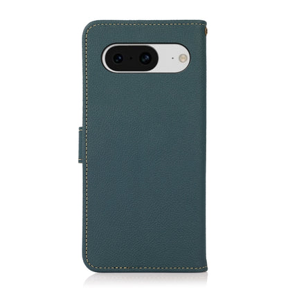 For Google Pixel 8 KHAZNEH Custer Genuine Leather RFID Phone Case(Green) - Google Cases by buy2fix | Online Shopping UK | buy2fix
