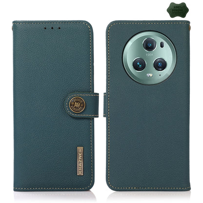 For Honor Magic5 Pro KHAZNEH Custer Genuine Leather RFID Phone Case(Green) - Honor Cases by buy2fix | Online Shopping UK | buy2fix