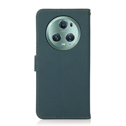 For Honor Magic5 Pro KHAZNEH Custer Genuine Leather RFID Phone Case(Green) - Honor Cases by buy2fix | Online Shopping UK | buy2fix