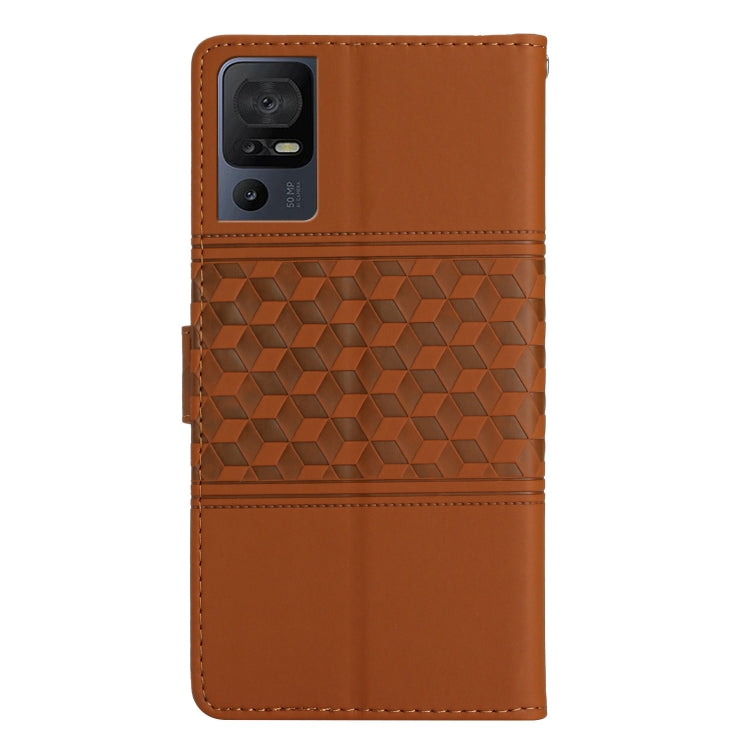 For TCL 40 SE Diamond Embossed Skin Feel Leather Phone Case with Lanyard(Brown) - TCL by buy2fix | Online Shopping UK | buy2fix
