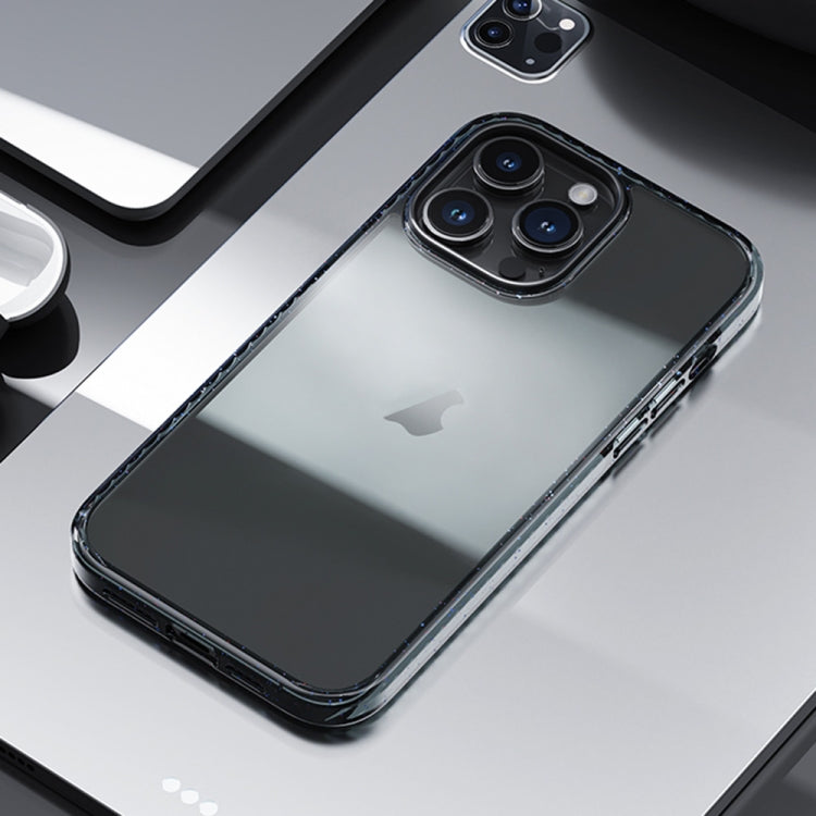 For iPhone 14 Pro Rock Crystal Armor PC Shockproof TPU Phone Case(Transparent Black) - iPhone 14 Pro Cases by ROCK | Online Shopping UK | buy2fix