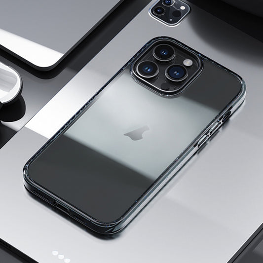 For iPhone 14 Pro Rock Crystal Armor PC Shockproof TPU Phone Case(Transparent Black) - iPhone 14 Pro Cases by ROCK | Online Shopping UK | buy2fix
