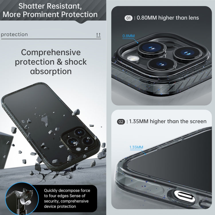 For iPhone 14 Pro Rock Crystal Armor PC Shockproof TPU Phone Case(Transparent Black) - iPhone 14 Pro Cases by ROCK | Online Shopping UK | buy2fix