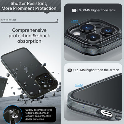 For iPhone 14 Pro Rock Crystal Armor PC Shockproof TPU Phone Case(Transparent Black) - iPhone 14 Pro Cases by ROCK | Online Shopping UK | buy2fix