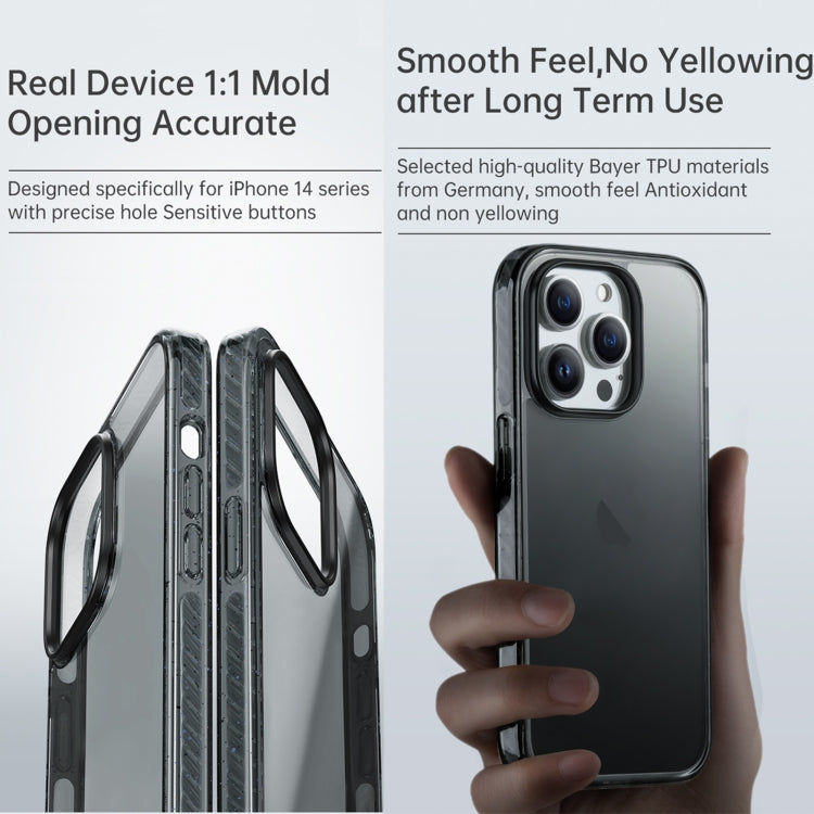 For iPhone 14 Pro Rock Crystal Armor PC Shockproof TPU Phone Case(Transparent Black) - iPhone 14 Pro Cases by ROCK | Online Shopping UK | buy2fix