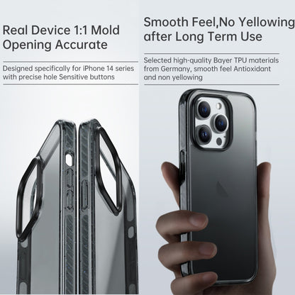 For iPhone 14 Pro Rock Crystal Armor PC Shockproof TPU Phone Case(Transparent Black) - iPhone 14 Pro Cases by ROCK | Online Shopping UK | buy2fix