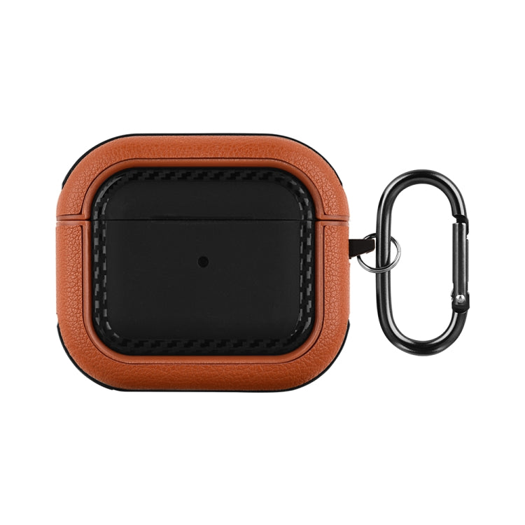 For AirPods 3 Leather Texture Earphone Protective Case(Black Brown) - For AirPods 3 by buy2fix | Online Shopping UK | buy2fix