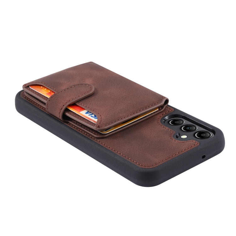 For Samsung Galaxy A35 5G Skin Feel Dream RFID Anti-theft PU Card Bag Phone Case(Coffee) by buy2fix