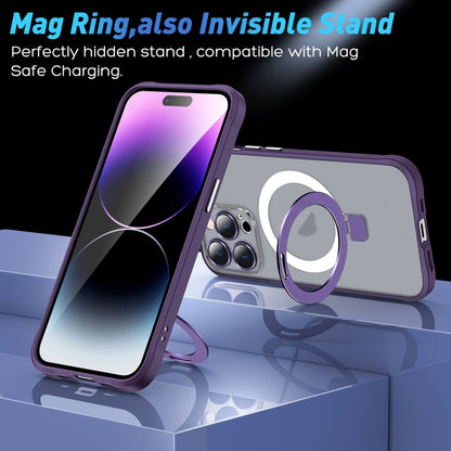 For iPhone 12 Metal Eyes Series MagSafe Magnetic Holder Phone Case(Red) by buy2fix