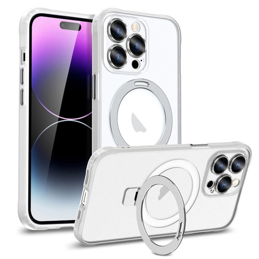 For iPhone 11 Pro Max Metal Eyes Series MagSafe Magnetic Holder Phone Case(Silver) by buy2fix