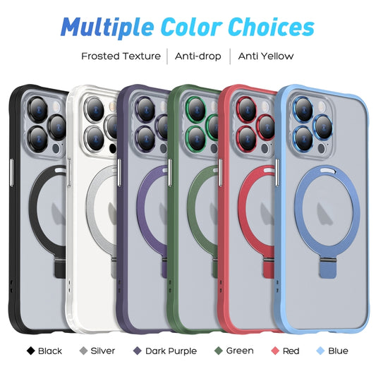 For iPhone 11 Pro Max Metal Eyes Series MagSafe Magnetic Holder Phone Case(Silver) by buy2fix