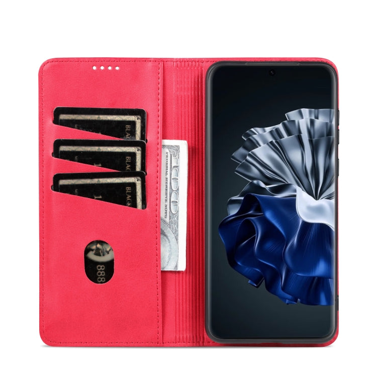 For Huawei P60 / P60 Pro AZNS Magnetic Calf Texture Flip Leather Phone Case(Red) - Huawei Cases by AZNS | Online Shopping UK | buy2fix