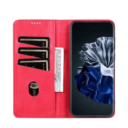 For Huawei P60 / P60 Pro AZNS Magnetic Calf Texture Flip Leather Phone Case(Red) - Huawei Cases by AZNS | Online Shopping UK | buy2fix