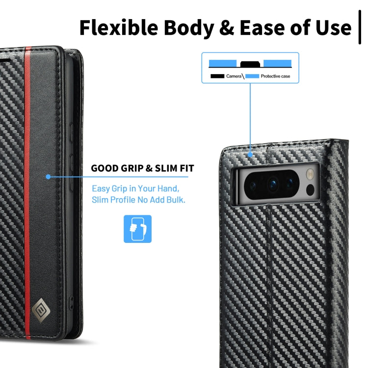For Google Pixel 8 Pro LC.IMEEKE Carbon Fiber Leather Phone Case(Vertical Black) - Google Cases by LC.IMEEKE | Online Shopping UK | buy2fix