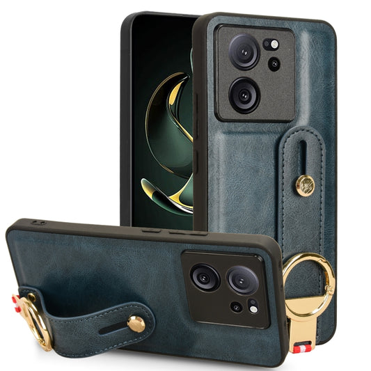 For Xiaomi 13T / 13T Pro / Redmi K60 Ultra Wristband Leather Back Phone Case(Blue) - Xiaomi Cases by buy2fix | Online Shopping UK | buy2fix