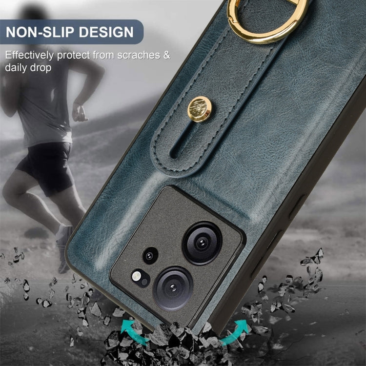 For Xiaomi 13T / 13T Pro / Redmi K60 Ultra Wristband Leather Back Phone Case(Blue) - Xiaomi Cases by buy2fix | Online Shopping UK | buy2fix