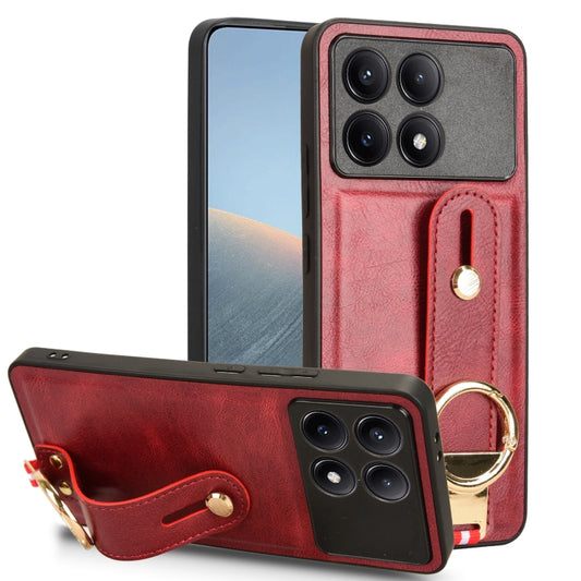 For Xiaomi Redmi K70/K70 Pro Wristband Leather Back Phone Case(Red) - Xiaomi Cases by buy2fix | Online Shopping UK | buy2fix