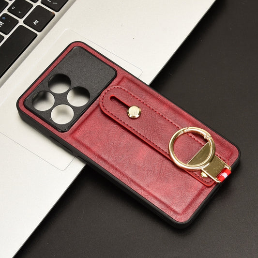 For Xiaomi Redmi K70/K70 Pro Wristband Leather Back Phone Case(Red) - Xiaomi Cases by buy2fix | Online Shopping UK | buy2fix