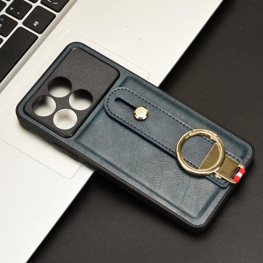 For Xiaomi Redmi K70/K70 Pro Wristband Leather Back Phone Case(Blue) - Xiaomi Cases by buy2fix | Online Shopping UK | buy2fix