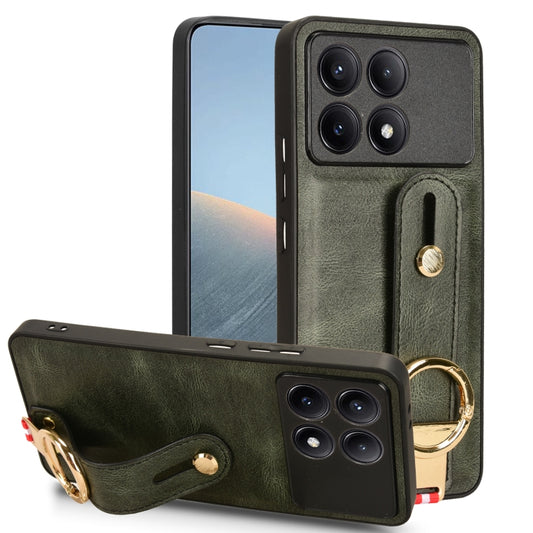For Xiaomi Redmi K70/K70 Pro Wristband Leather Back Phone Case(Green) - Xiaomi Cases by buy2fix | Online Shopping UK | buy2fix