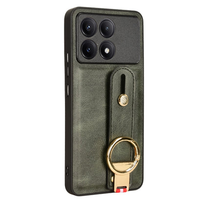 For Xiaomi Redmi K70/K70 Pro Wristband Leather Back Phone Case(Green) - Xiaomi Cases by buy2fix | Online Shopping UK | buy2fix