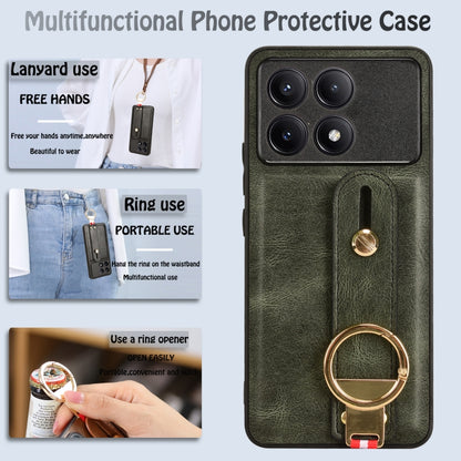 For Xiaomi Redmi K70/K70 Pro Wristband Leather Back Phone Case(Green) - Xiaomi Cases by buy2fix | Online Shopping UK | buy2fix