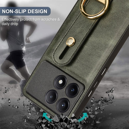 For Xiaomi Redmi K70/K70 Pro Wristband Leather Back Phone Case(Green) - Xiaomi Cases by buy2fix | Online Shopping UK | buy2fix