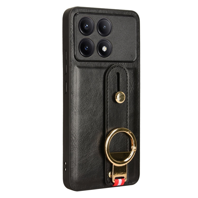 For Xiaomi Poco X6 Pro/Redmi K70E Wristband Leather Back Phone Case(Black) - Xiaomi Cases by buy2fix | Online Shopping UK | buy2fix
