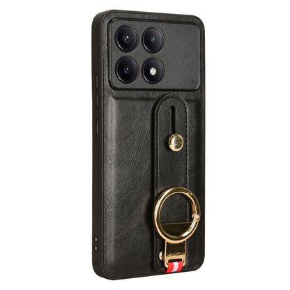 For Xiaomi Poco X6 Pro/Redmi K70E Wristband Leather Back Phone Case(Black) - Xiaomi Cases by buy2fix | Online Shopping UK | buy2fix