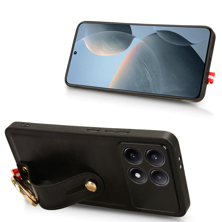For Xiaomi Poco X6 Pro/Redmi K70E Wristband Leather Back Phone Case(Black) - Xiaomi Cases by buy2fix | Online Shopping UK | buy2fix