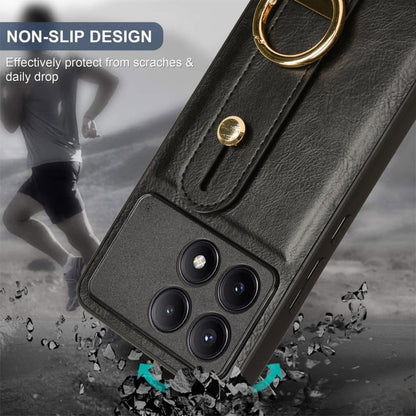 For Xiaomi Poco X6 Pro/Redmi K70E Wristband Leather Back Phone Case(Black) - Xiaomi Cases by buy2fix | Online Shopping UK | buy2fix
