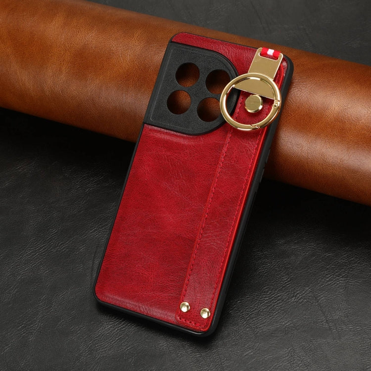 For OnePlus 11 Wristband Leather Back Phone Case(Red) - OnePlus Cases by buy2fix | Online Shopping UK | buy2fix
