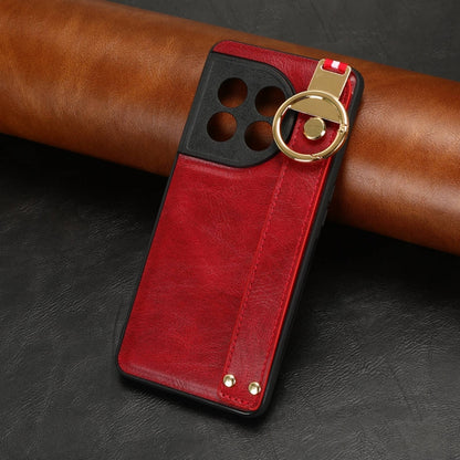 For OnePlus 11 Wristband Leather Back Phone Case(Red) - OnePlus Cases by buy2fix | Online Shopping UK | buy2fix