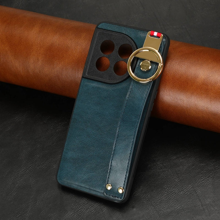 For OnePlus 11 Wristband Leather Back Phone Case(Blue) - OnePlus Cases by buy2fix | Online Shopping UK | buy2fix