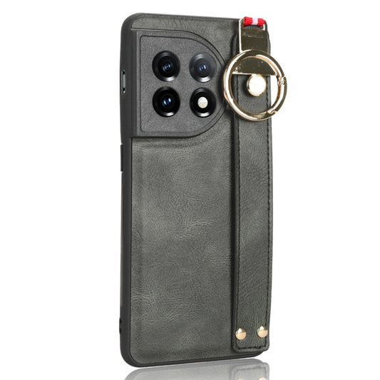 For OnePlus 11 Wristband Leather Back Phone Case(Green) - OnePlus Cases by buy2fix | Online Shopping UK | buy2fix