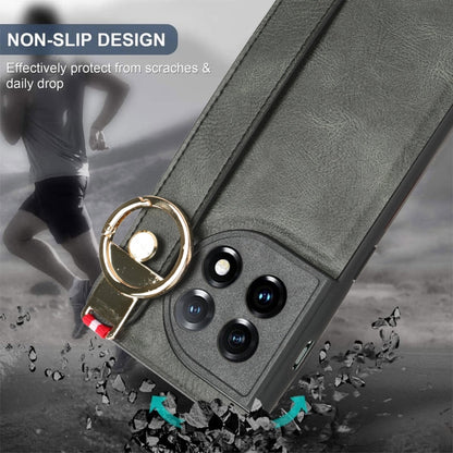 For OnePlus 11 Wristband Leather Back Phone Case(Green) - OnePlus Cases by buy2fix | Online Shopping UK | buy2fix