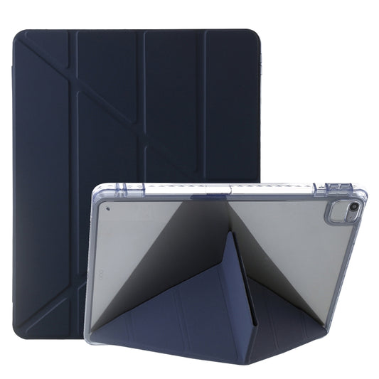 For iPad Air / Air 2 / 9.7 2018 / 2017 Clear Acrylic Deformation Leather Tablet Case(Dark Blue) - iPad 9.7 (2018) & (2017) Cases by buy2fix | Online Shopping UK | buy2fix