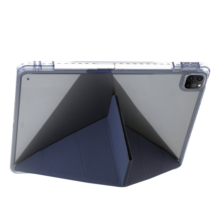 For iPad Pro 11 2022 / 2021 / 2020 Clear Acrylic Deformation Leather Tablet Case(Dark Blue) - iPad Pro 11 (2022/2021) Cases by buy2fix | Online Shopping UK | buy2fix
