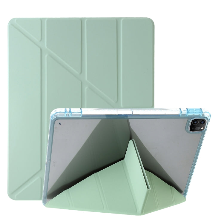 For iPad Pro 12.9 2022 / 2021 / 2020 Clear Acrylic Deformation Leather Tablet Case(Green) - iPad Pro 12.9 (2022/2021) Cases by buy2fix | Online Shopping UK | buy2fix