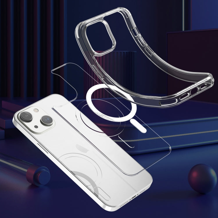 For iPhone 14 Magsafe Magnetic Airbag Shockproof TPU + PC Phone Case(Transparent White) by buy2fix