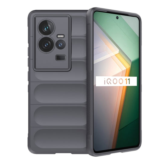 For vivo iQOO 11 5G Magic Shield TPU + Flannel Phone Case(Dark Grey)