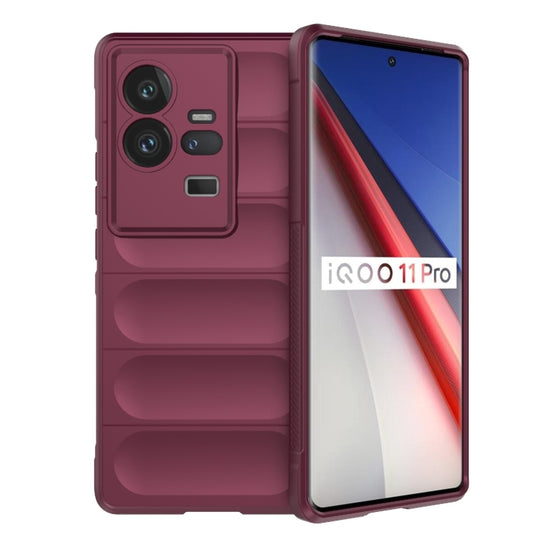 For vivo iQOO 11 Pro 5G Magic Shield TPU + Flannel Phone Case(Wine Red)