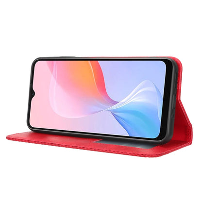For Blackview A85 Magnetic Buckle Retro Texture Leather Phone Case(Red) by buy2fix