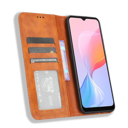 For Blackview A85 Magnetic Buckle Retro Texture Leather Phone Case(Brown) by buy2fix