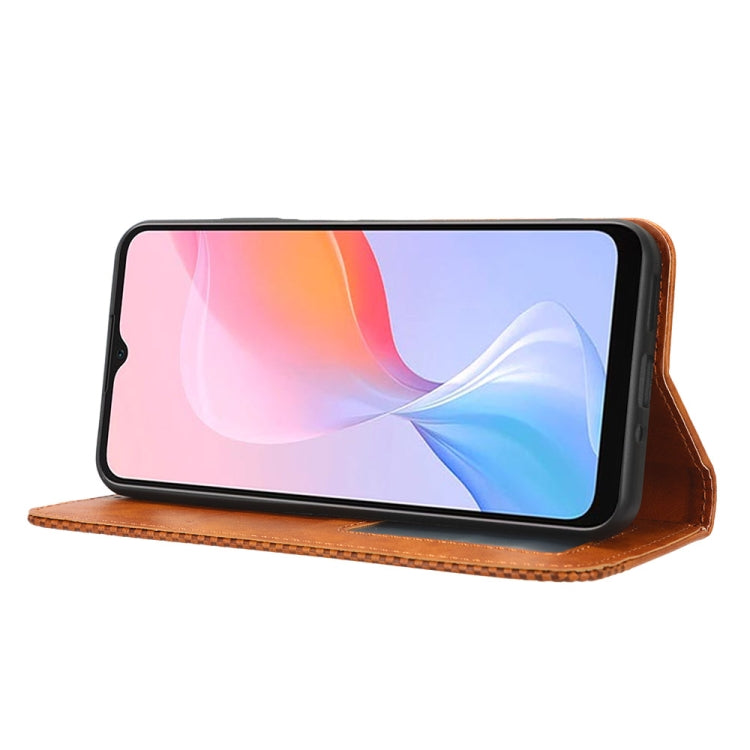 For Blackview A85 Magnetic Buckle Retro Texture Leather Phone Case(Brown) by buy2fix