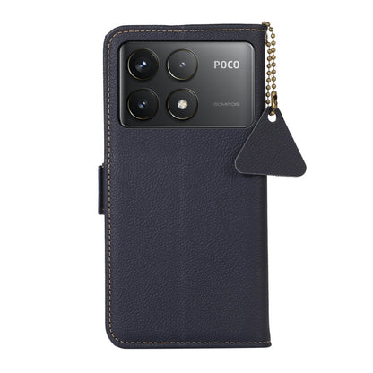 For Xiaomi Redmi K70 Pro Side-Magnetic TJ Genuine Leather RFID Phone Case(Blue) - Xiaomi Cases by buy2fix | Online Shopping UK | buy2fix