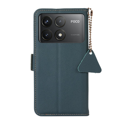 For Xiaomi Redmi K70 Pro Side-Magnetic TJ Genuine Leather RFID Phone Case(Green) - Xiaomi Cases by buy2fix | Online Shopping UK | buy2fix