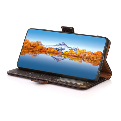 For Asus ROG Phone 7 KHAZNEH Side-Magnetic Litchi Genuine Leather RFID Phone Case(Brown) - ASUS Cases by buy2fix | Online Shopping UK | buy2fix
