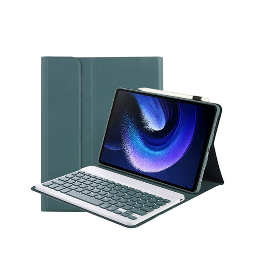 For Xiaomi Pad 6 / Pad 6 Pro A0N7 Lambskin Texture Ultra-thin Bluetooth Keyboard Leather Case(Dark Green) - Xiaomi Keyboard by buy2fix | Online Shopping UK | buy2fix