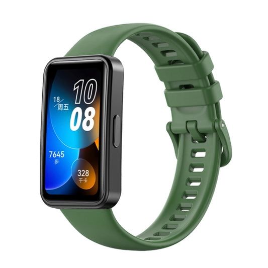 For Huawei Band 8 16mm Solid Color Silicone Replacement Watch Band(Dark Green) by buy2fix